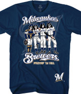 MLB Milwaukee Brewers KISS Dressed to Kill Navy T-Shirt Tee Liquid Blue
