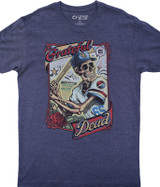 Grateful Dead GD On-Deck Dark Blue Heather Poly-Cotton T-Shirt Tee Liquid Blue