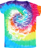 Grateful Dead Stealie Tie-Dye Juniors Long Length V-Neck T-Shirt Tee Liquid Blue