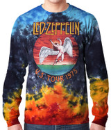 Led Zeppelin Icarus 1975 Tie-Dye Long Sleeve T-Shirt Tee Liquid Blue