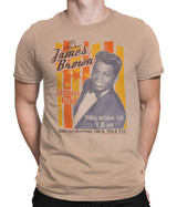 James Brown Fabulous James Brown Tan Athletic T-Shirt Tee Liquid Blue