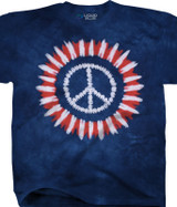 Americana Peace Concentric Tie-Dye T-Shirt Tee Liquid Blue