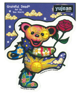 Grateful Dead Rose Bear Sticker Liquid Blue