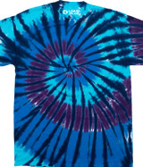 Spiral Blue Black Unprinted Tie-Dye T-Shirt Tee Liquid Blue