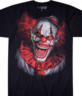 Dark Fantasy Scary Clown Black T-Shirt Tee Liquid Blue