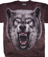 American Wildlife Roaring Wolf Tie-Dye T-Shirt Tee Liquid Blue