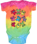 Grateful Dead Spiral Bears Tie-Dye Onesie Liquid Blue