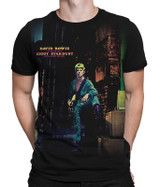 David Ziggy Stardust Black Athletic T-Shirt Tee Liquid Blue