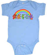 Grateful Dead GD Rainbow Bears Blue Onesie