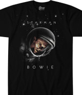 David Bowie Starman Black T-Shirt Tee Liquid Blue
