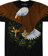 American Wildlife Vintage Eagle Black T-Shirt Tee Liquid Blue