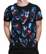 Dark Fantasy Scary Clown Black T-Shirt Tee Liquid Blue