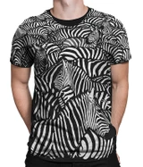 Exotic Wildlife White Zebra Black T-Shirt Tee Liquid Blue