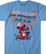 Grateful Dead Grillin n Chillin Light Blue T-Shirt Tee Liquid Blue