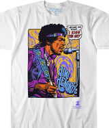 Jimi Hendrix Hendrix Pop Art White T-Shirt Tee Liquid Blue