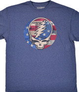 Grateful Dead USA Distressed SYF Blue Heather Poly-Cotton T-Shirt Tee Liquid Blue