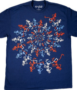 Grateful Dead USA Spiral Skeletons Navy T-Shirt Tee Liquid Blue