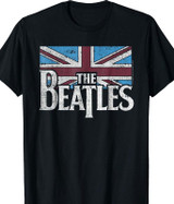 Beatles British Flag Black T-Shirt Tee