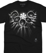 Space Alien Visitors Black T-Shirt Tee Liquid Blue