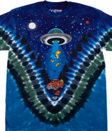 Vintage Tshirt ALIEN UFO LIQUID BLUE Abduction all over print Tee shirt XL  90s