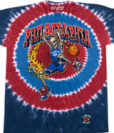 Philadelphia Dunker Basketball Skeleton Tie-Dye T-Shirt Tee by Liquid Blue