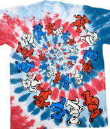 Grateful Dead Red White Blue Spiral Bears Clearance Tie-Dye T-Shirt Tee Liquid Blue