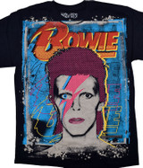 David Bowie Bowie Havok Clearance Black T-Shirt Tee Liquid Blue