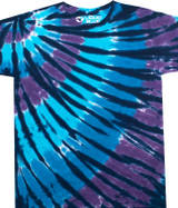 Liquid Blue Streak Blue Black Tie-Dye T-Shirt Tee Liquid Blue