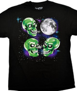Liquid Blue Three Skull Moon Black T-Shirt Tee Liquid Blue