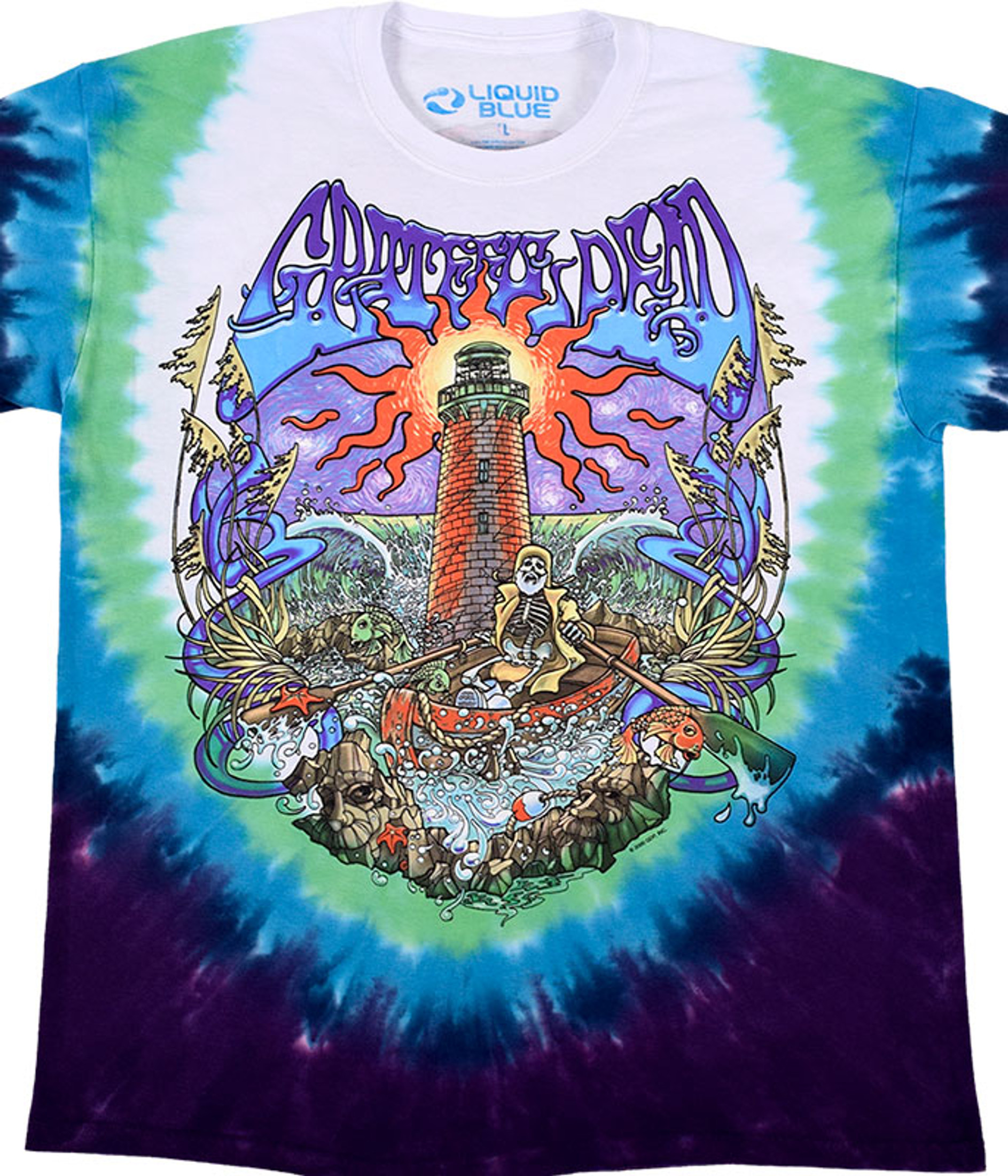 Grateful Dead Watch Tower Tie-Dye T-Shirt Tee Liquid Blue