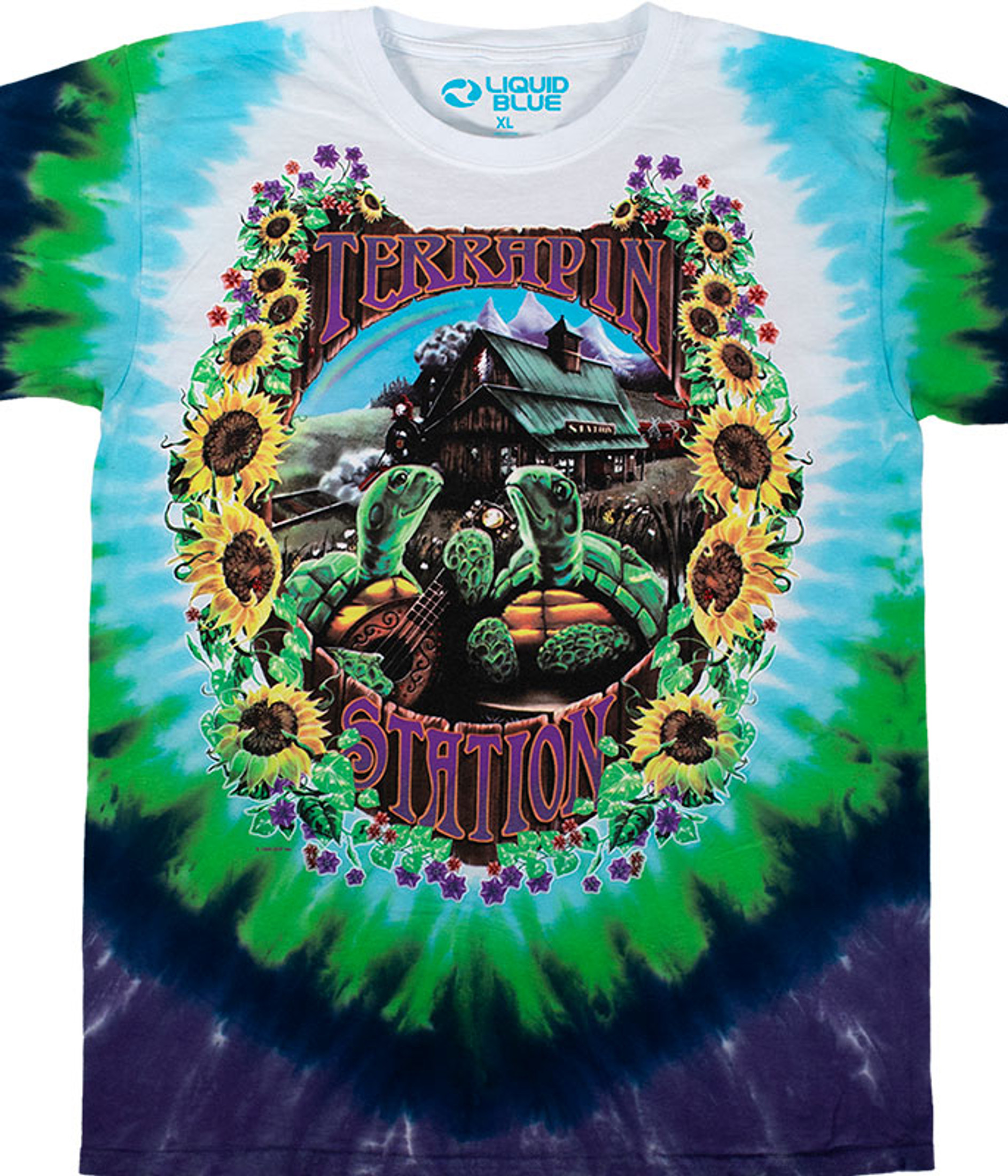 Grateful Dead Terrapin Station Tie-Dye T-Shirt Tee Liquid Blue