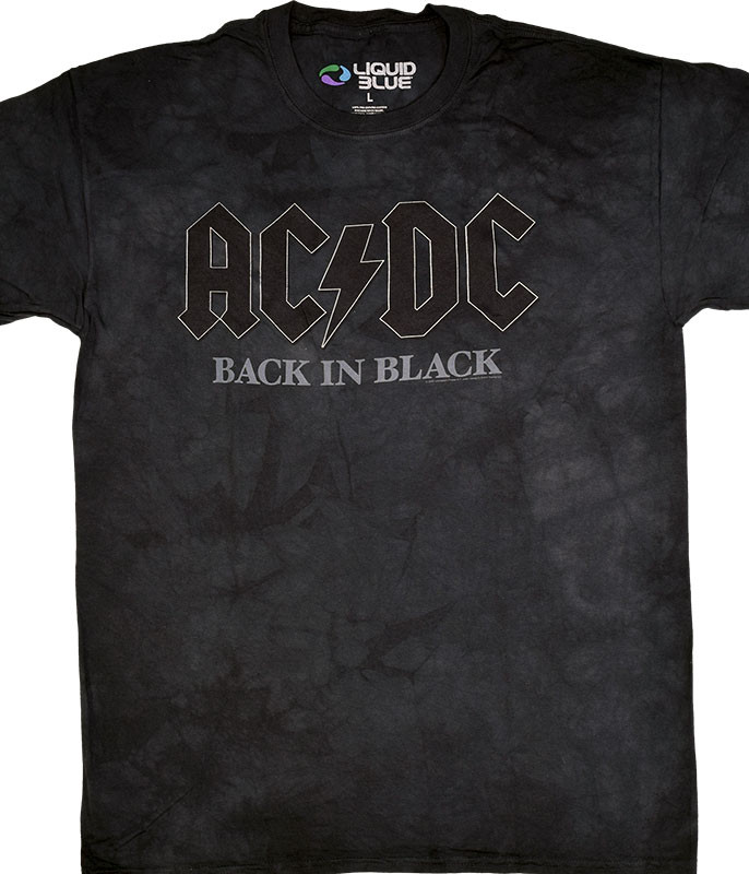 AC/DC Back In Black Tie-Dye T-Shirt Tee Liquid Blue