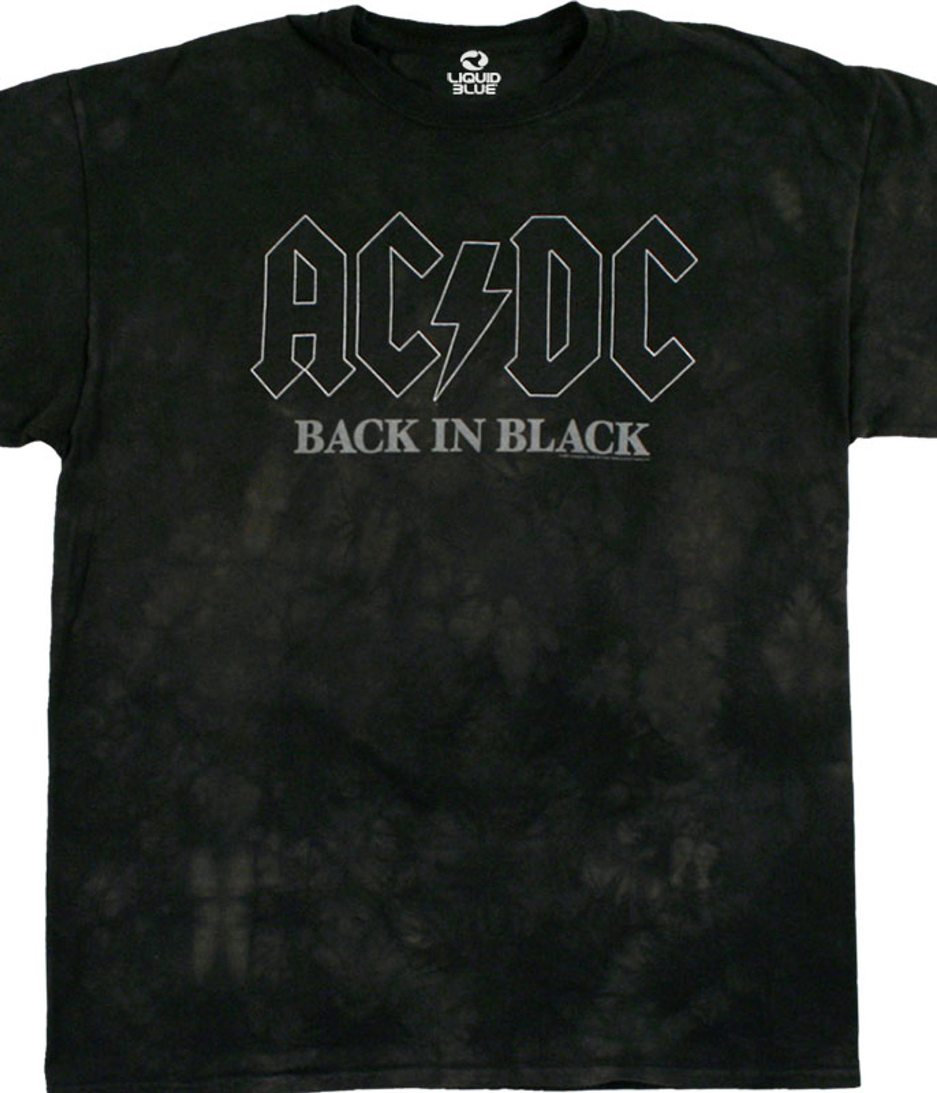 AC/DC Back In Black Tie-Dye T-Shirt Tee Liquid Blue