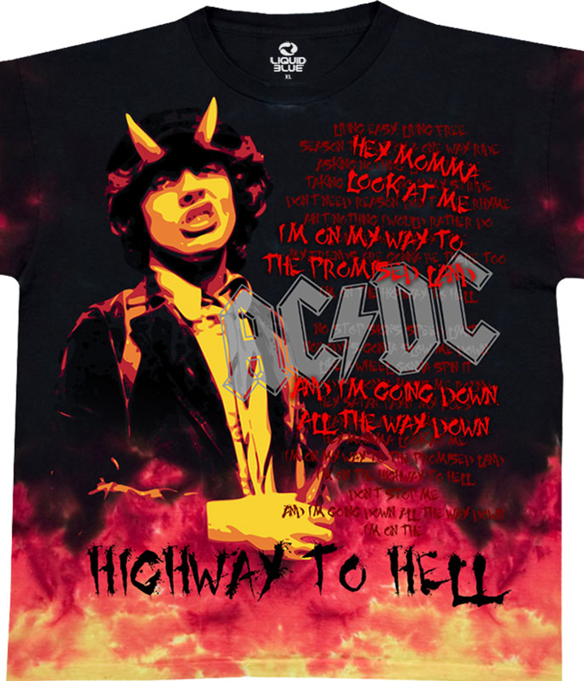 AC/DC Hell Tie-Dye T-Shirt Tee Liquid Blue