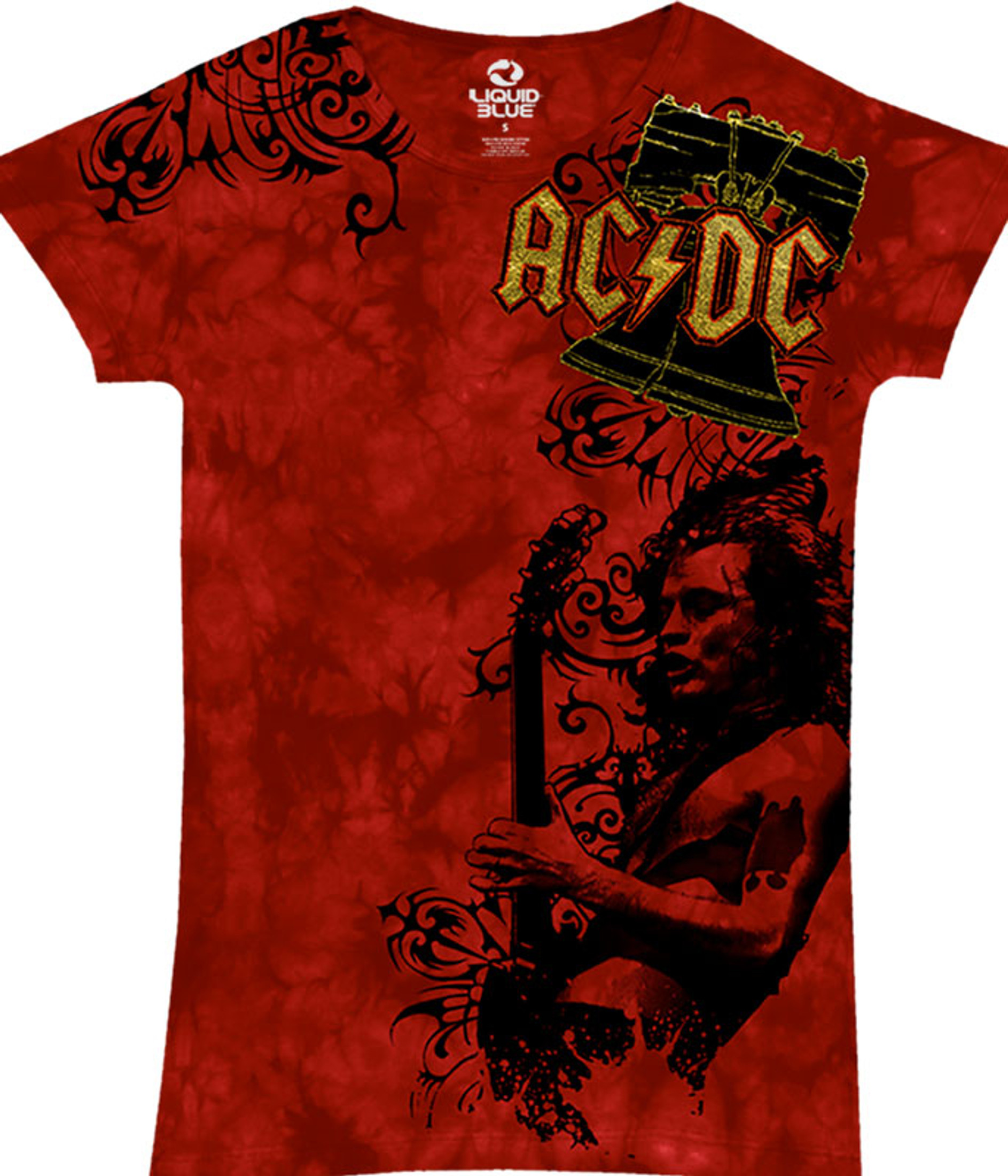 AC/DC Problem Child Tie-Dye Juniors Long Length T-Shirt Tee Liquid