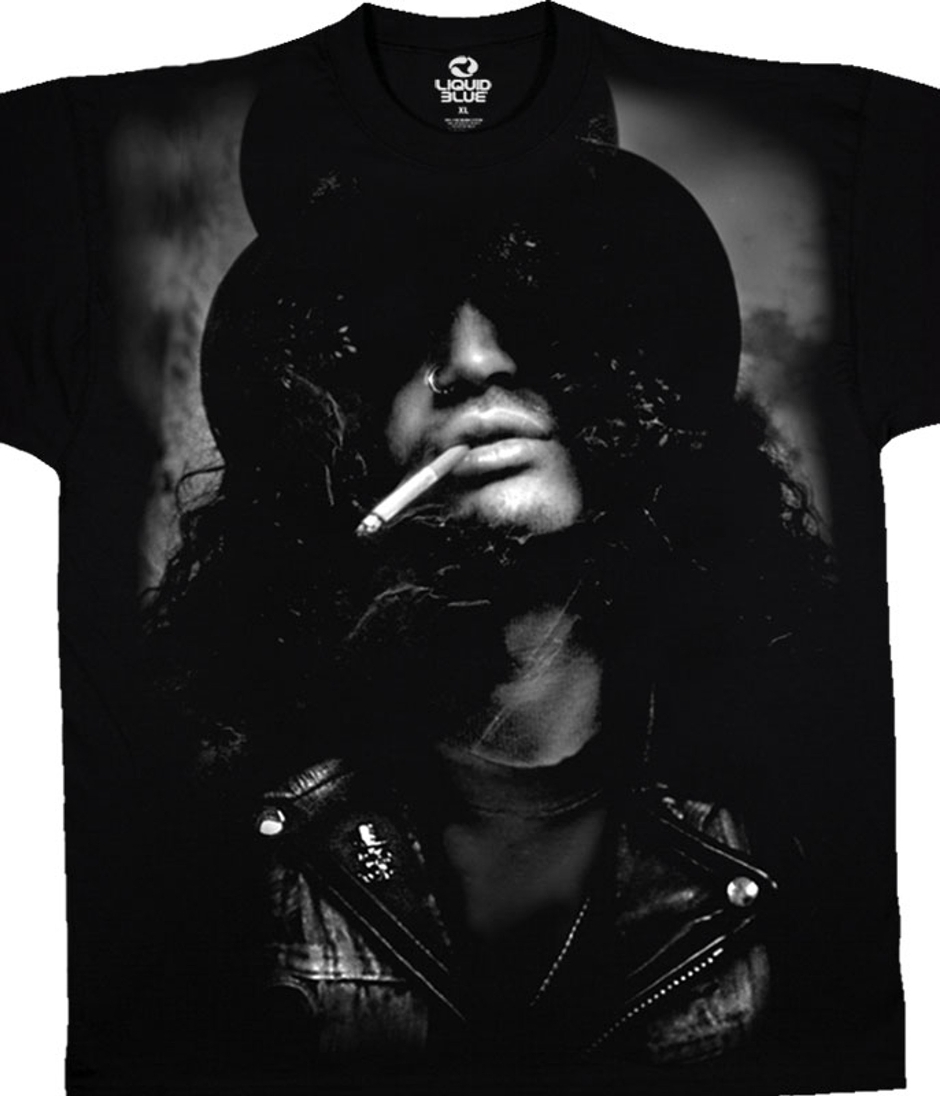 Slash Top Hat Black T-Shirt Tee Liquid Blue