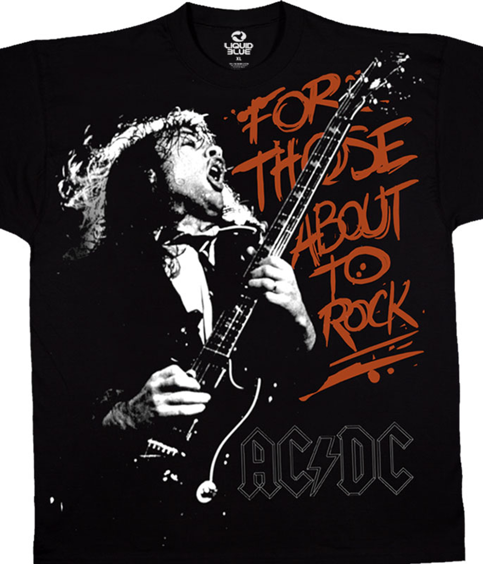 AC DC For Those About To Rock Black T Shirt Tee Liquid Blue