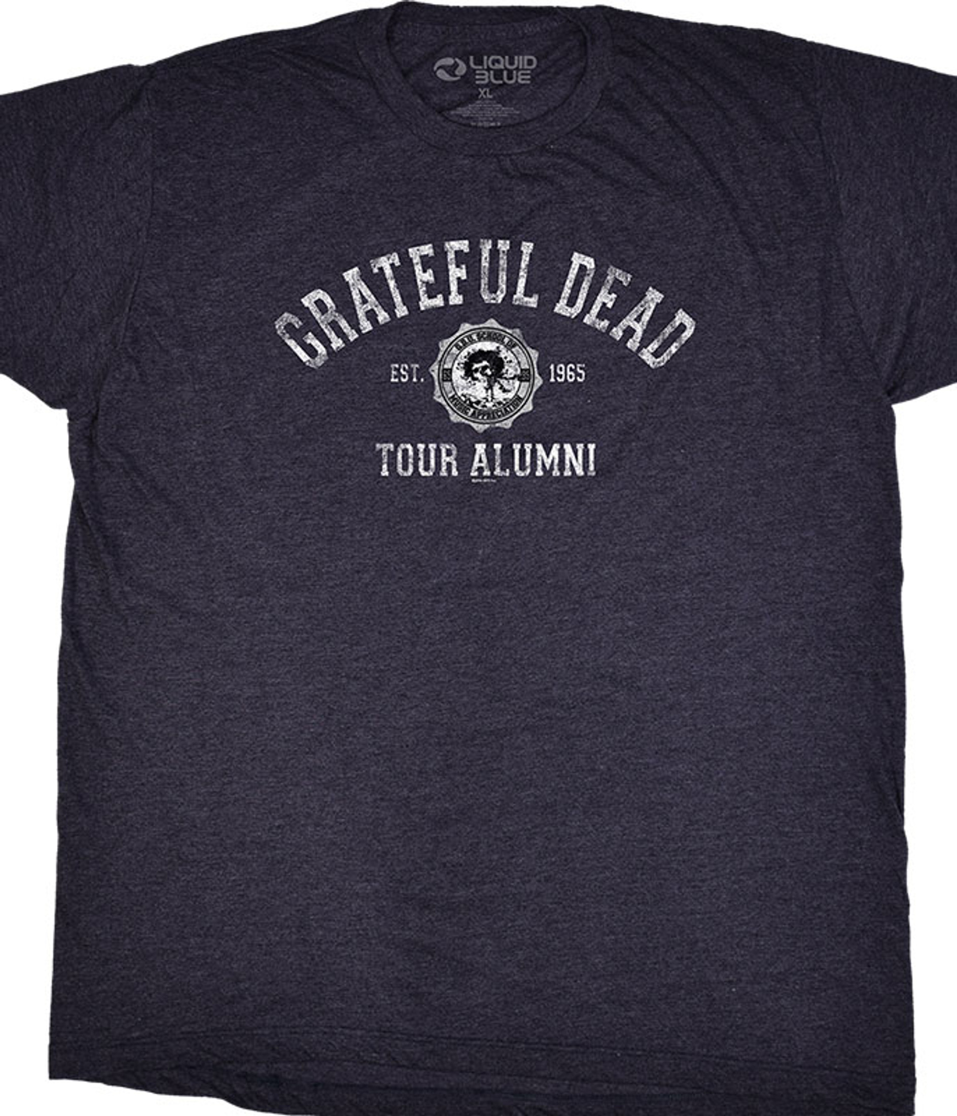 Grateful Dead T-Shirt Cotton Liquid Blue GD Poly Tee Tour Grey Alumni