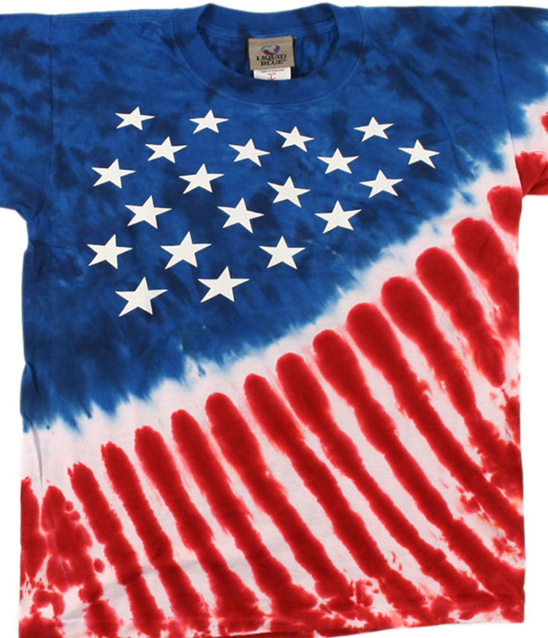 4th of July Spiral Patriotic Bears Tie-Dye T-Shirt Tee Liquid Blue
