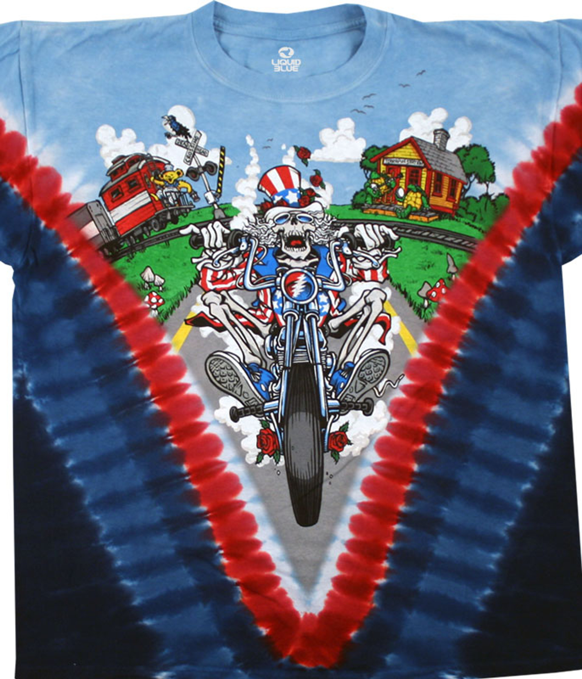 Grateful Dead Moto Sam Tie-Dye T-Shirt Tee Liquid Blue