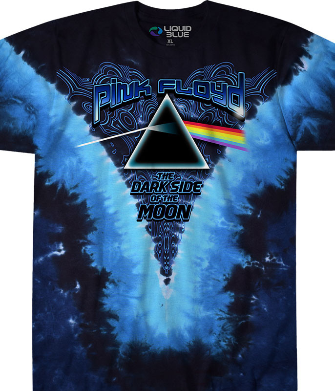 Pink Floyd Dark Side Of The Moon Tie-Dye T-Shirt Tee Liquid Blue