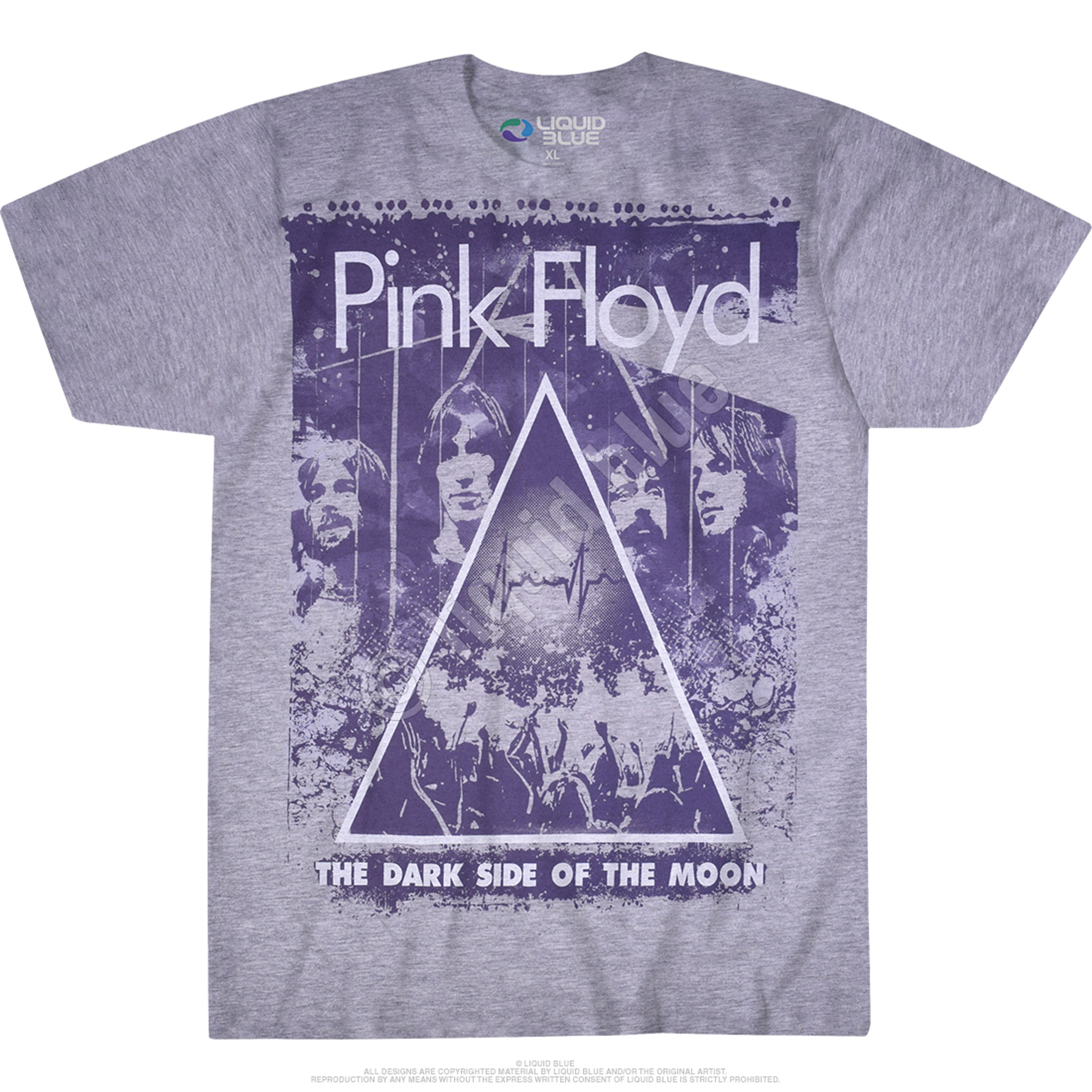 Pink Floyd Live Heather Grey Poly-Cotton T-Shirt Tee Liquid Blue
