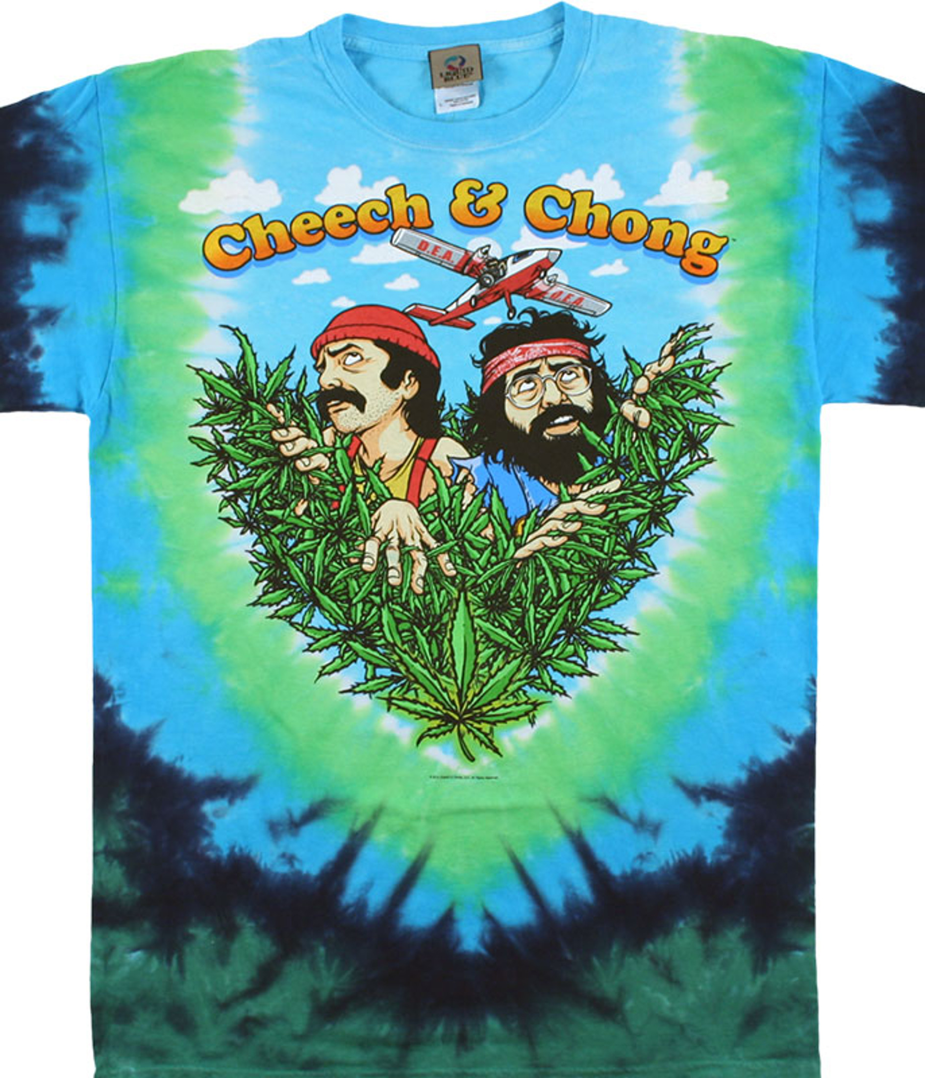 Cheech and Chong Field of Dreams Tie-Dye T-Shirt Tee Liquid Blue