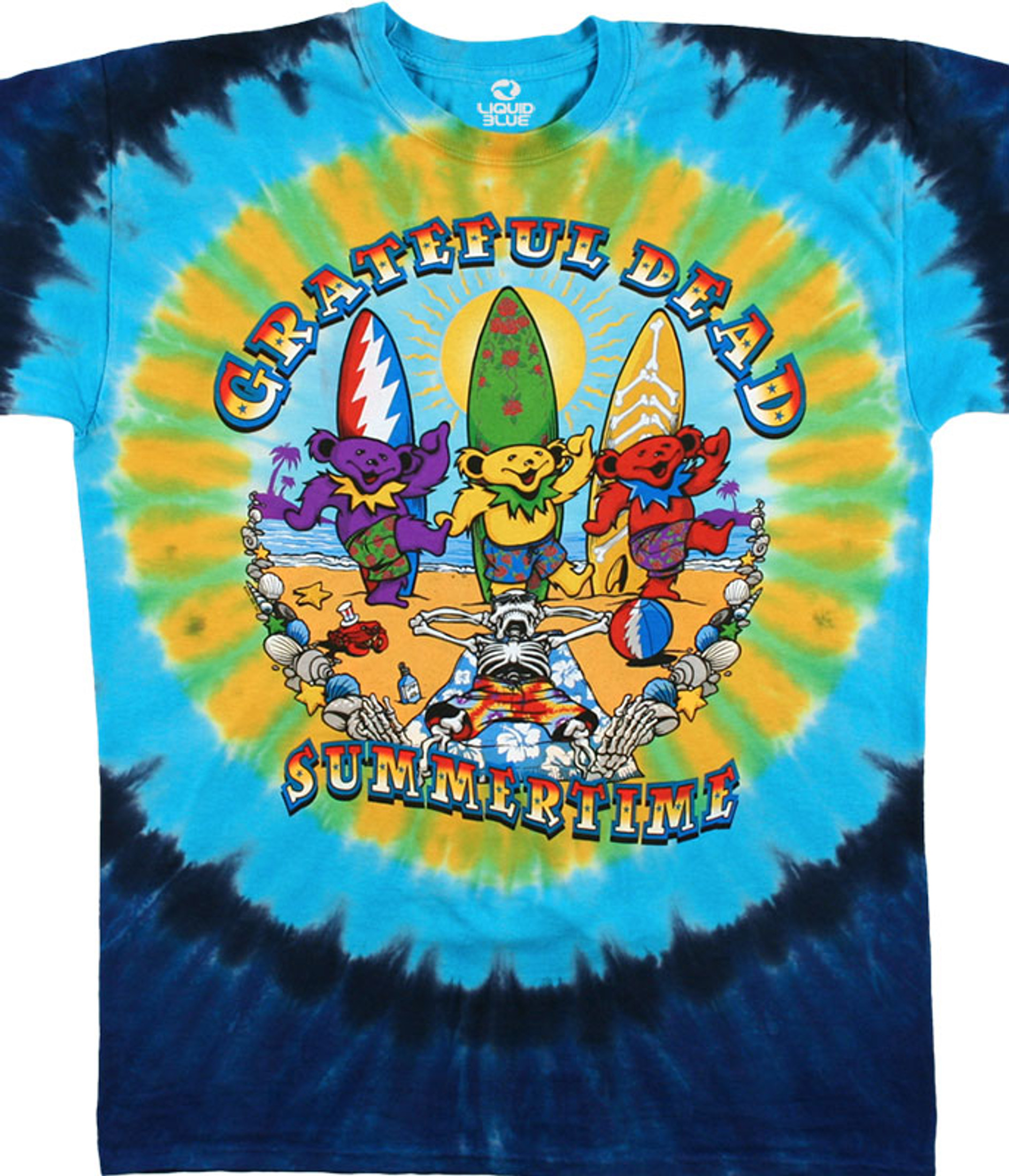 Liquid Blue Sunshine Bears Grateful Dead Tie Dye T Shirt XXL