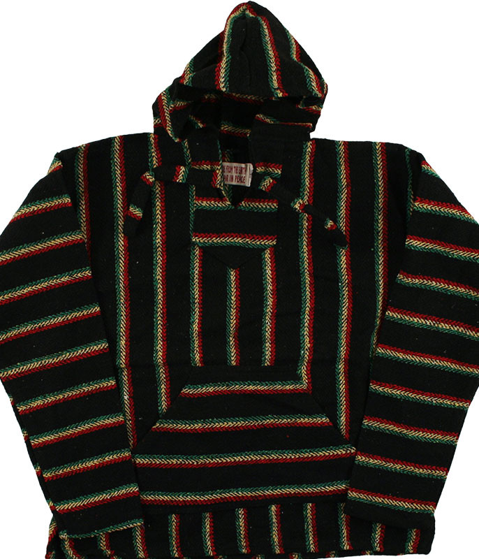 Rasta Baja Pullover Black Hoodie Liquid Blue