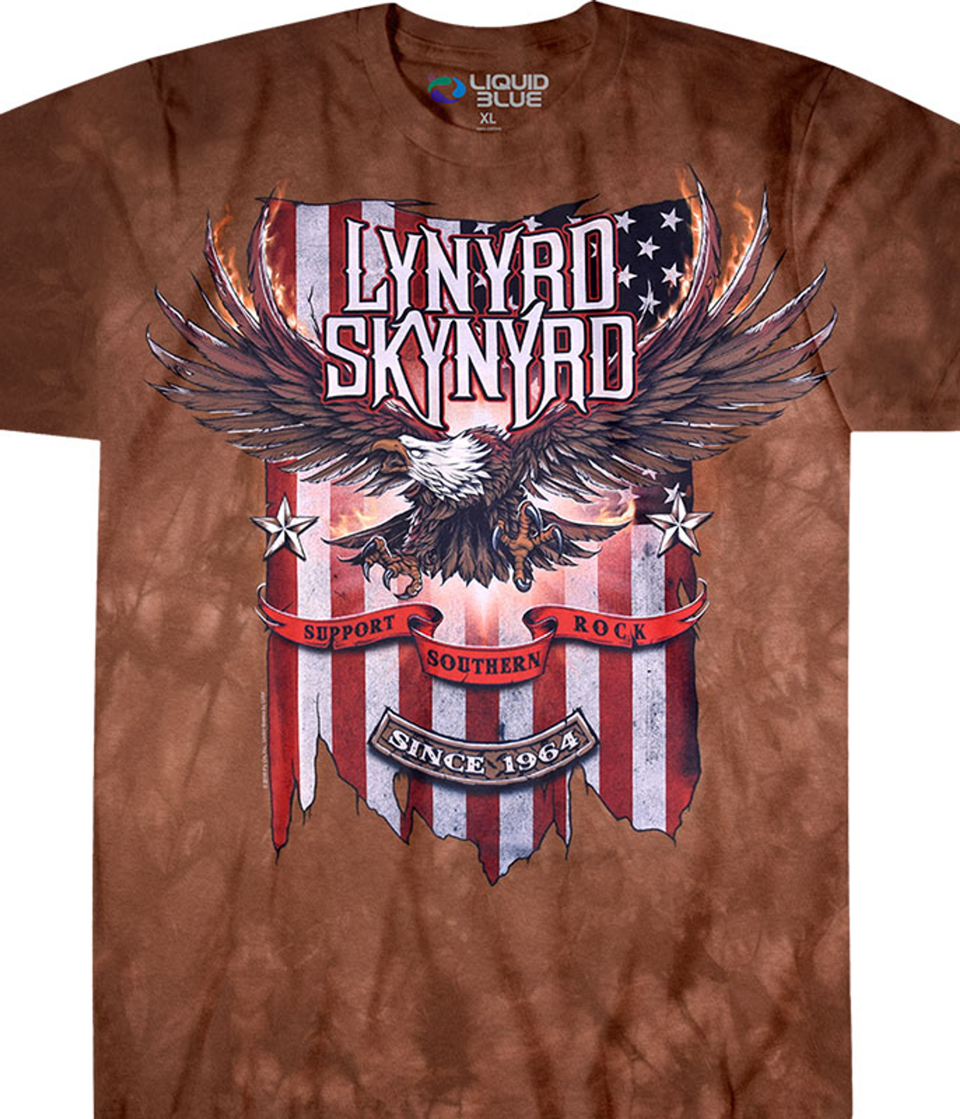 Lynyrd Skynyrd Support Southern Rock Tie-Dye T-Shirt Tee Liquid Blue