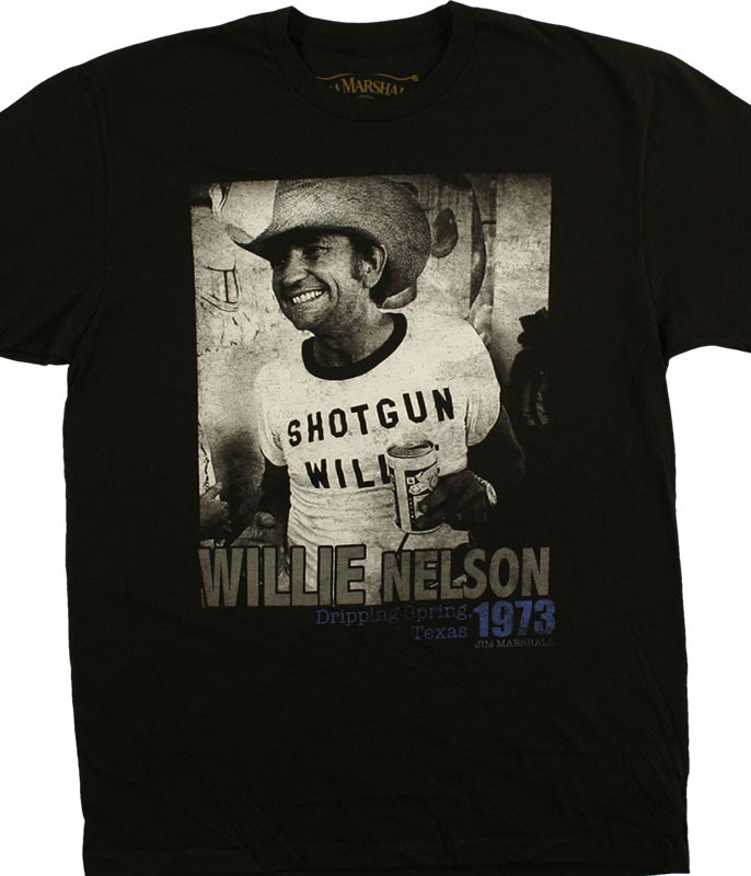 Willie Nelson Shotgun Willie Black T-Shirt Tee Liquid Blue