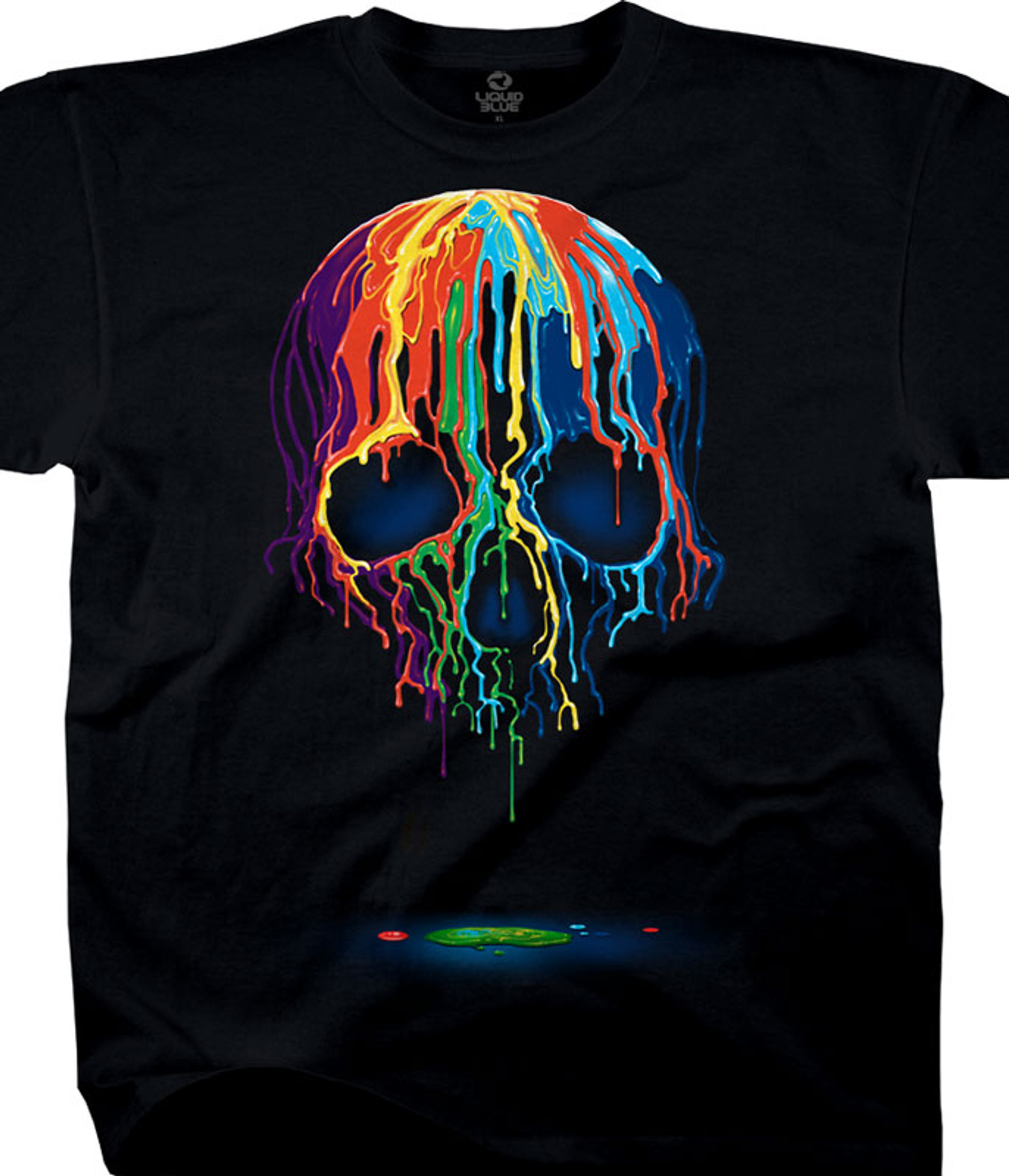 Skulls Melting Skull Black Athletic T-Shirt Tee