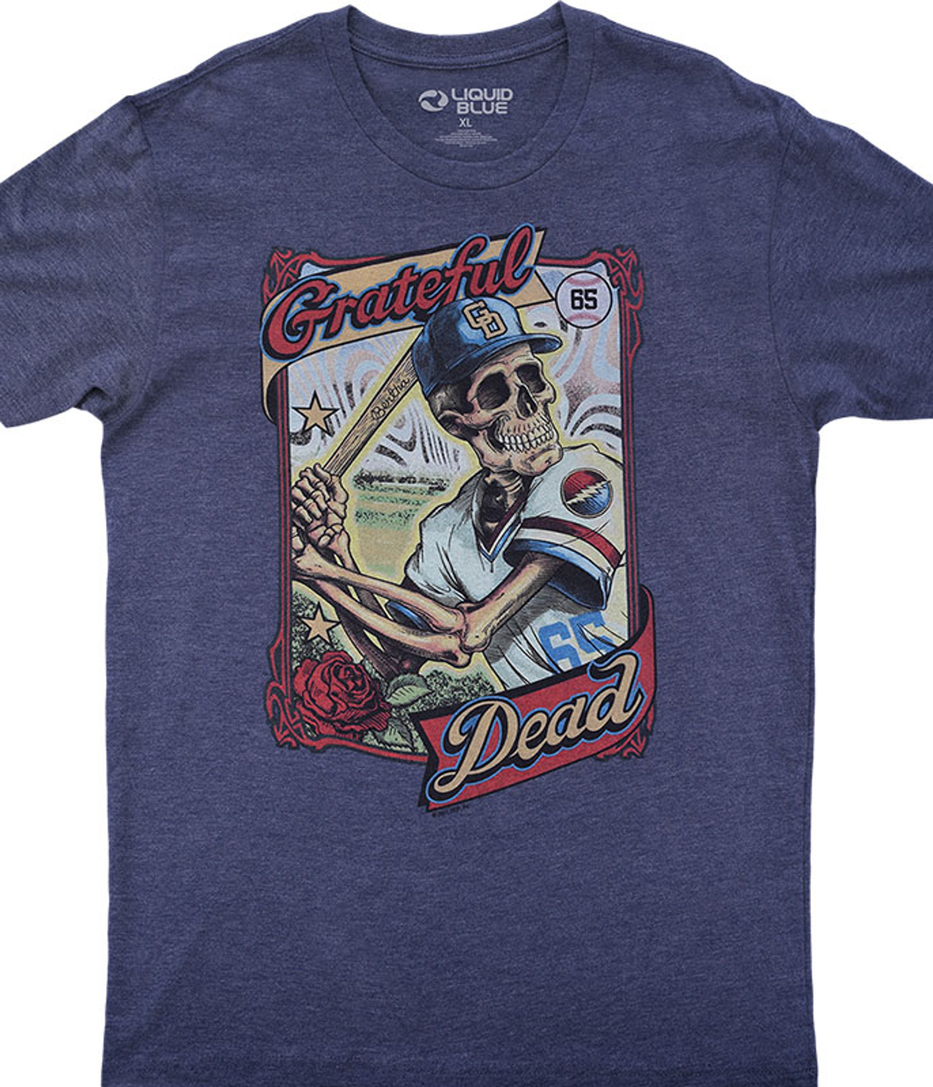 Grateful Dead GD On-Deck Dark Blue Heather Poly-Cotton T-Shirt Tee