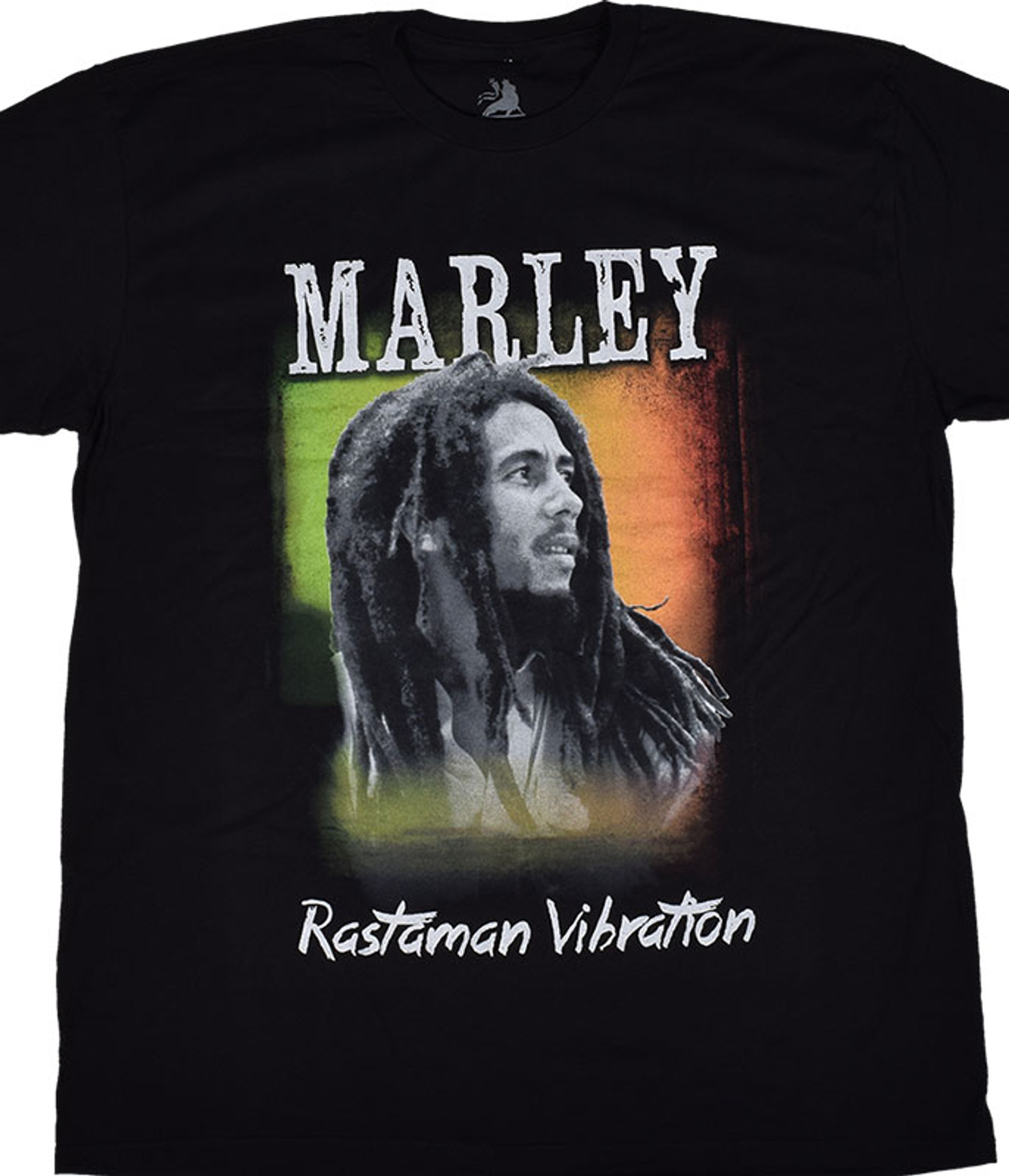 Bedrift Mere chef Bob Marley Rastaman Vibe Black T-Shirt Tee Liquid Blue